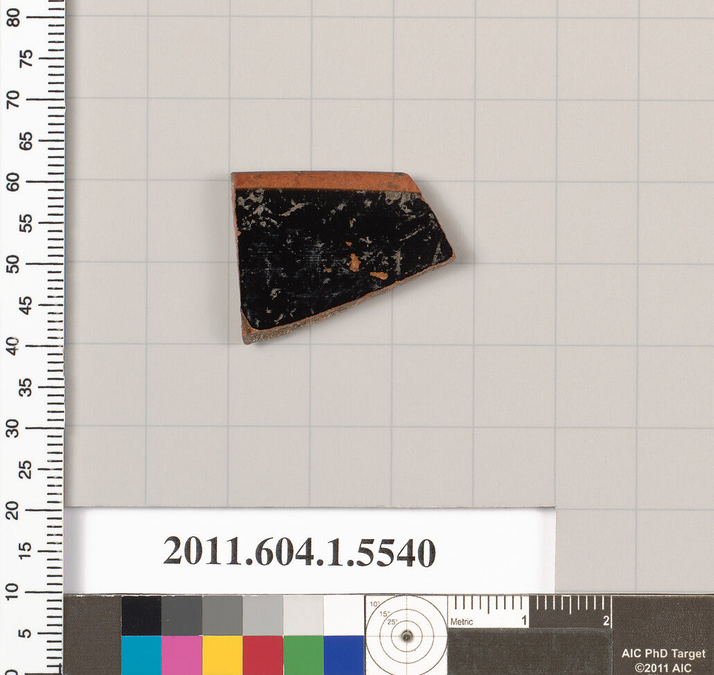 Terracotta rim fragment of a kylix (drinking cup), Terracotta, Greek, Attic