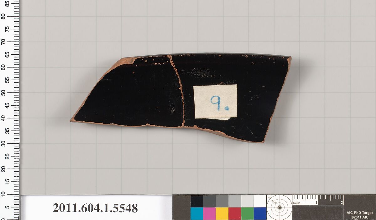Terracotta rim fragment of a kylix (drinking cup), Terracotta, Greek, Attic