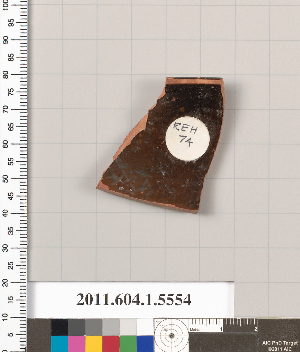 Terracotta rim fragment of a kylix (drinking cup), Terracotta, Greek, Attic