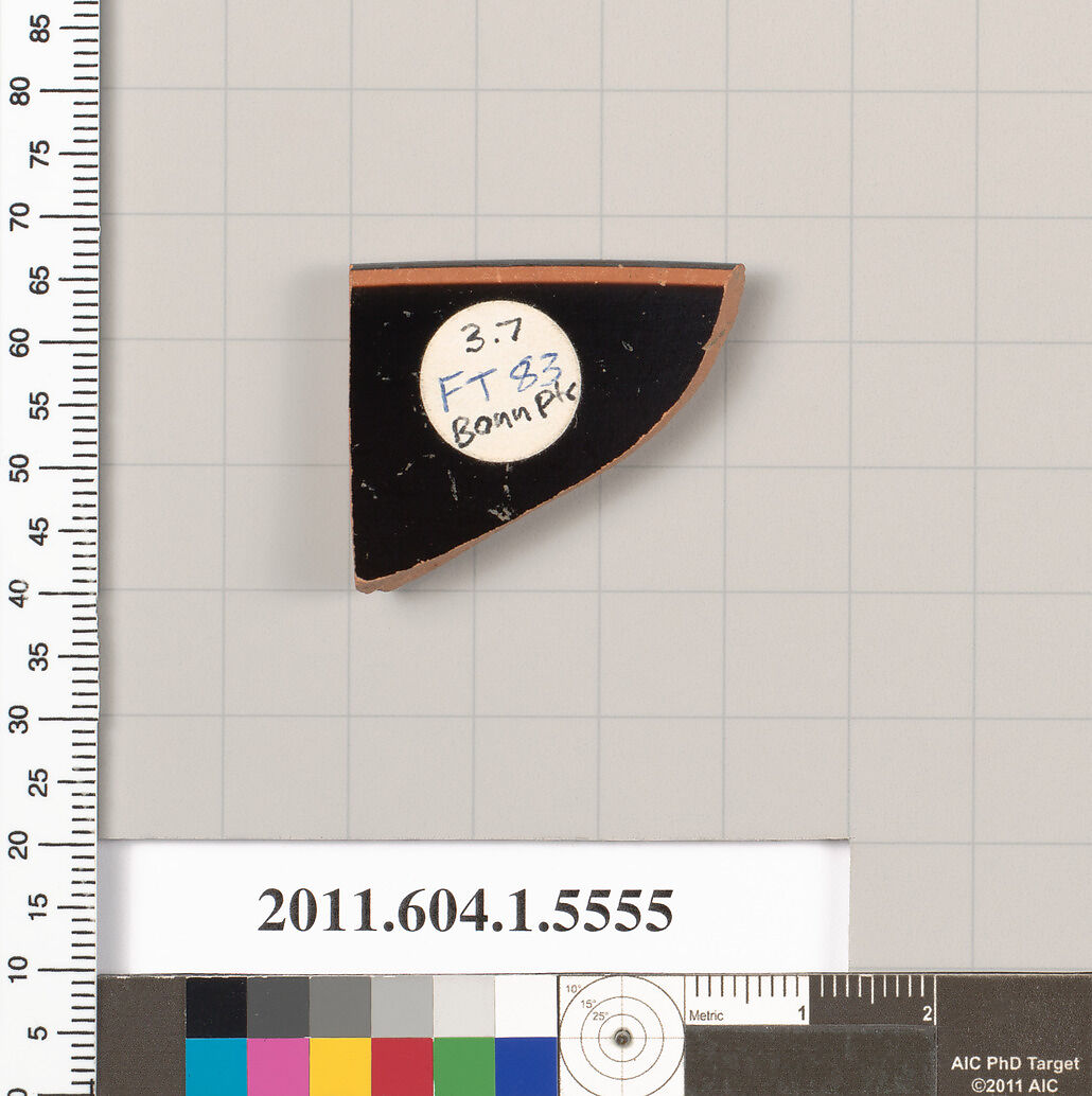 Terracotta rim fragment of a kylix (drinking cup), Terracotta, Greek, Attic