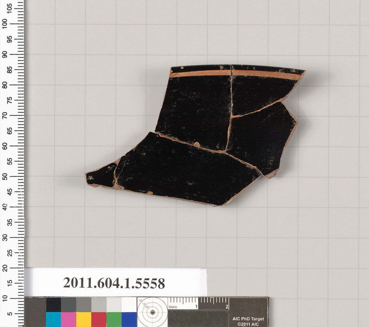 Terracotta rim fragment of a kylix (drinking cup), Terracotta, Greek, Attic