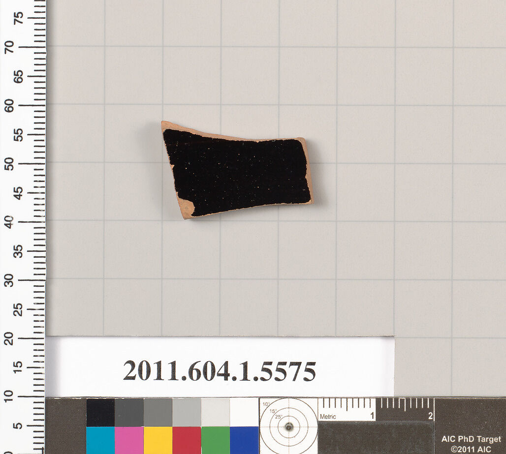 Terracotta fragment of a kylix (drinking cup), Terracotta, Greek, Attic