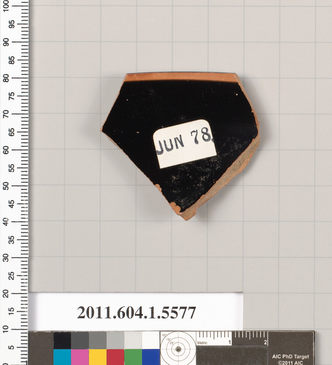 Terracotta rim fragment of a kylix (drinking cup), Terracotta, Greek, Attic