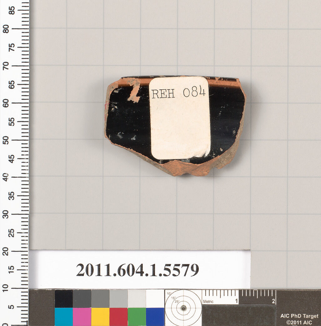 Terracotta rim fragment of a kylix (drinking cup), Terracotta, Greek, Attic