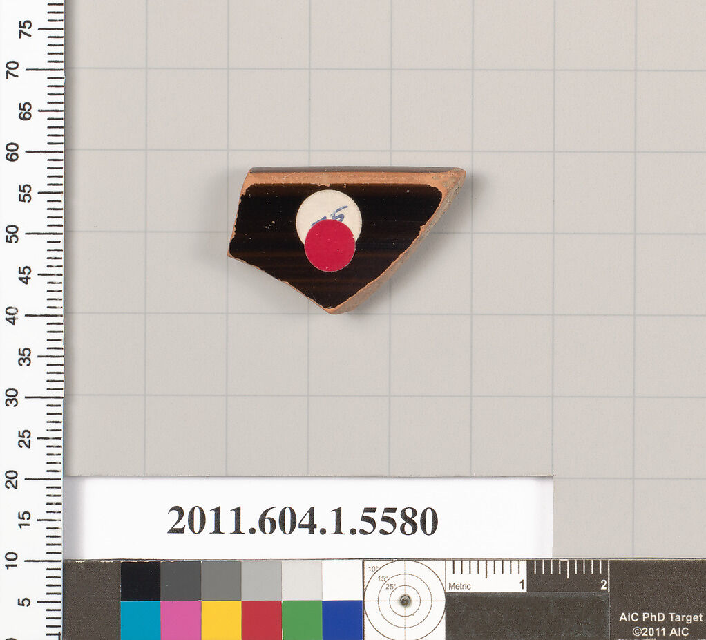 Terracotta rim fragment of a kylix (drinking cup), Terracotta, Greek, Attic