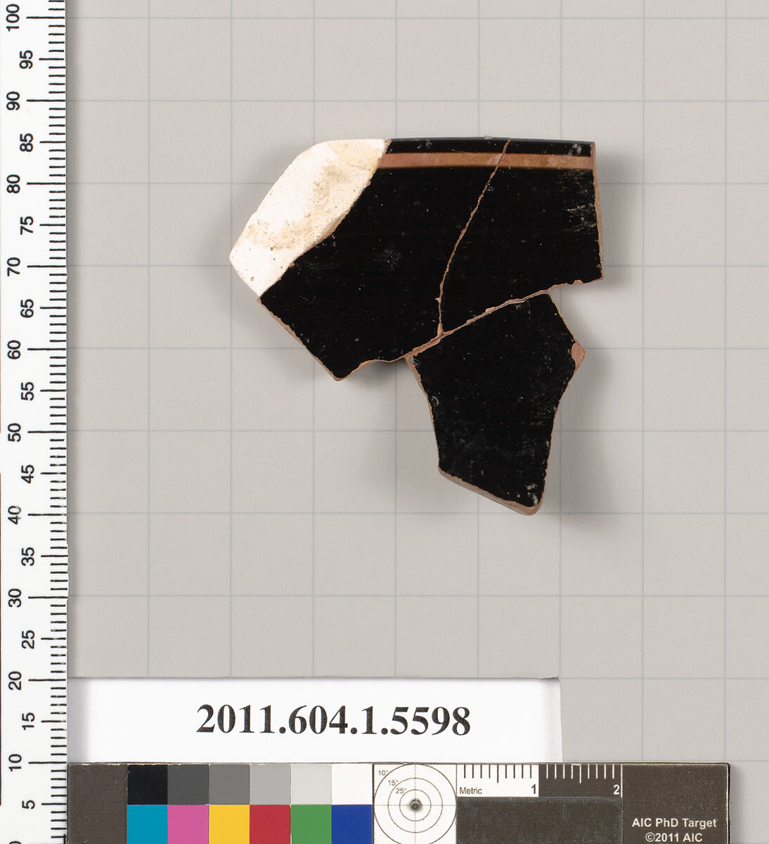 Terracotta rim fragment of a kylix (drinking cup), Terracotta, Greek, Attic
