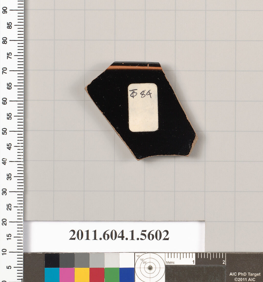 Terracotta rim fragment of a kylix (drinking cup), Terracotta, Greek, Attic