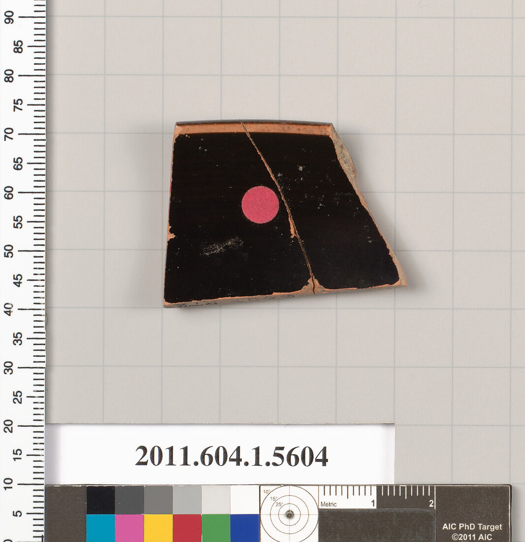 Terracotta rim fragment of a kylix (drinking cup), Terracotta, Greek, Attic