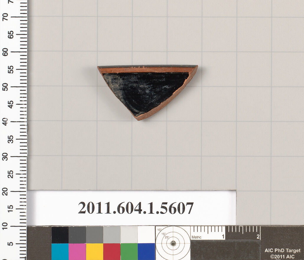 Terracotta rim fragment of a kylix (drinking cup), Terracotta, Greek, Attic