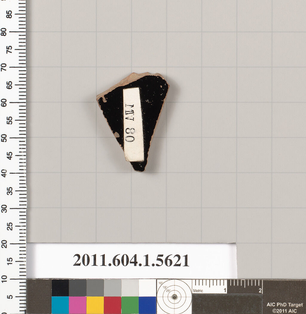 Terracotta fragment of a kylix (drinking cup), Terracotta, Greek, Attic