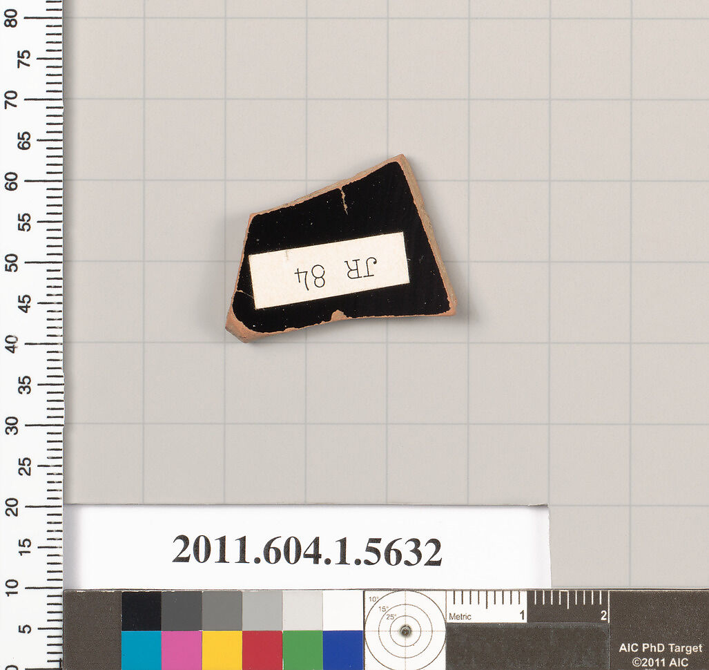 Terracotta fragment of a kylix (drinking cup), Terracotta, Greek, Attic