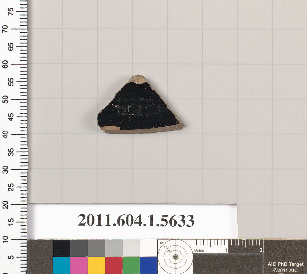 Terracotta fragment of a kylix (drinking cup), Terracotta, Greek, Attic