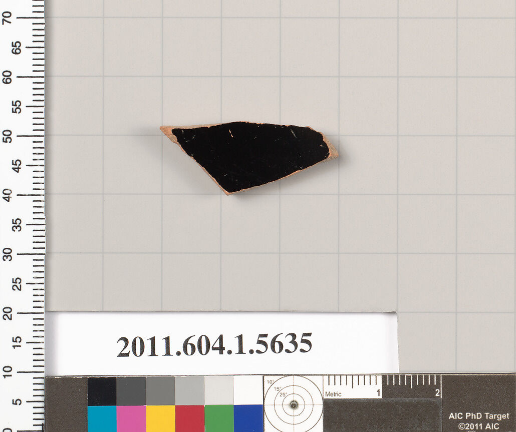 Terracotta fragment of a kylix (drinking cup), Terracotta, Greek, Attic