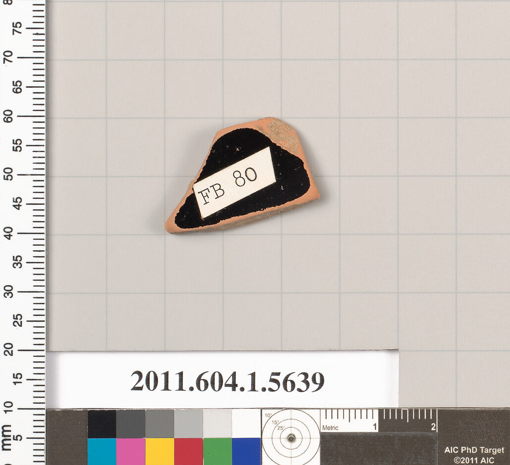Terracotta fragment of a kylix (drinking cup), Terracotta, Greek, Attic