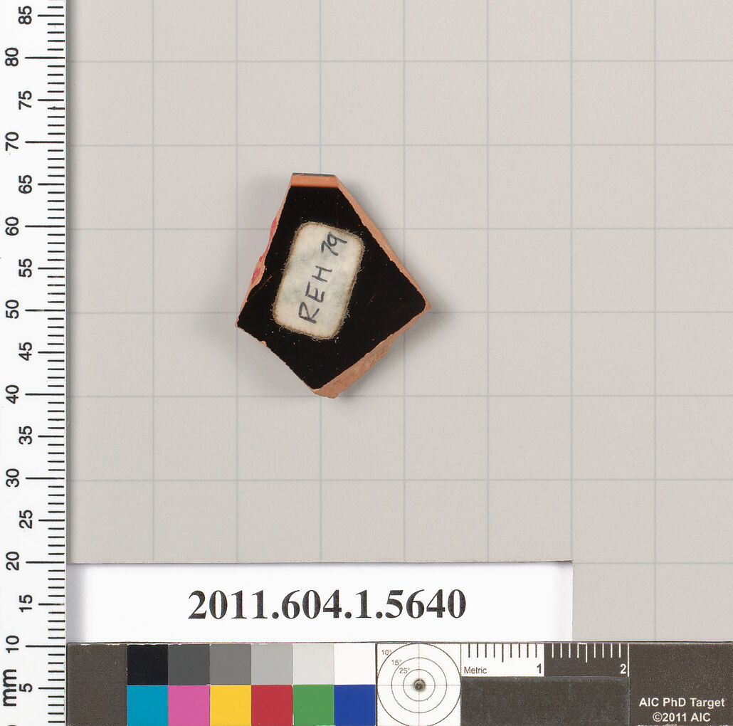 Terracotta rim fragment of a kylix (drinking cup), Terracotta, Greek, Attic