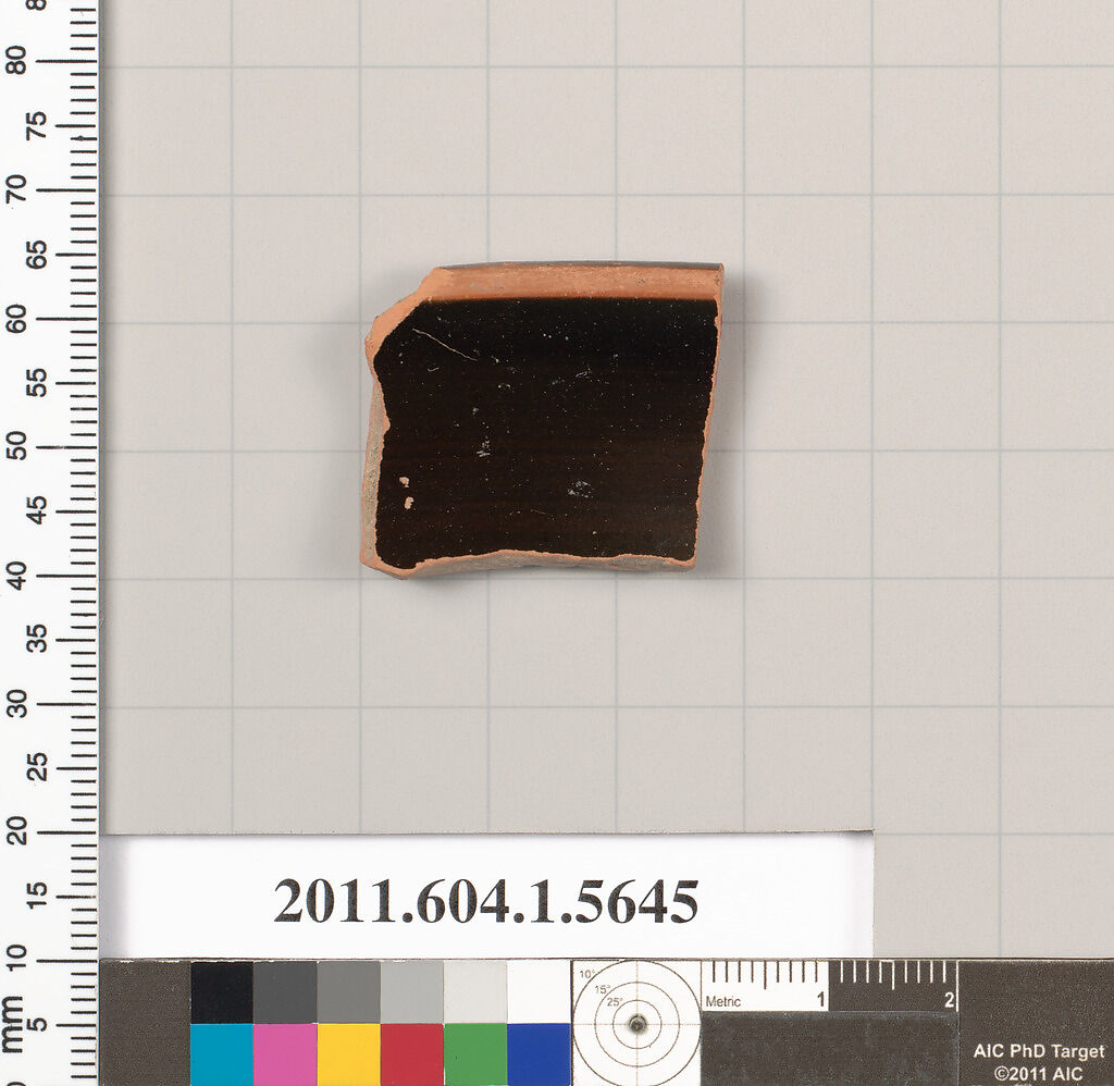 Terracotta rim fragment of a kylix (drinking cup), Terracotta, Greek, Attic