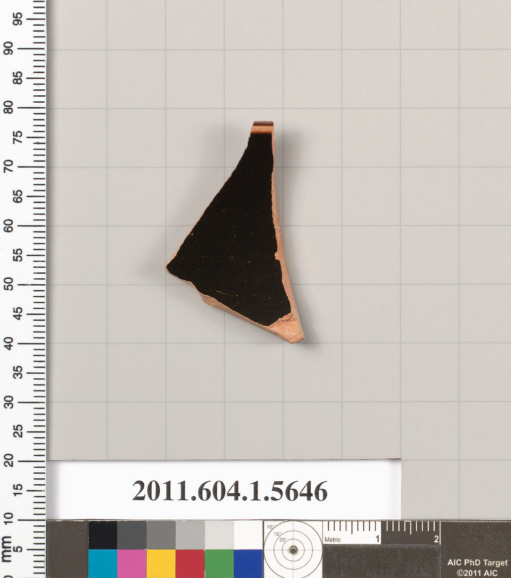 Terracotta rim fragment of a kylix (drinking cup), Terracotta, Greek, Attic