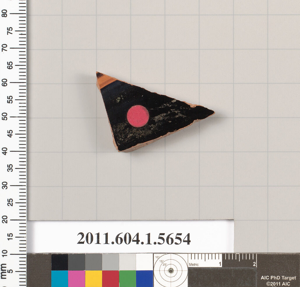 Terracotta fragment of a kylix (drinking cup), Terracotta, Greek, Attic