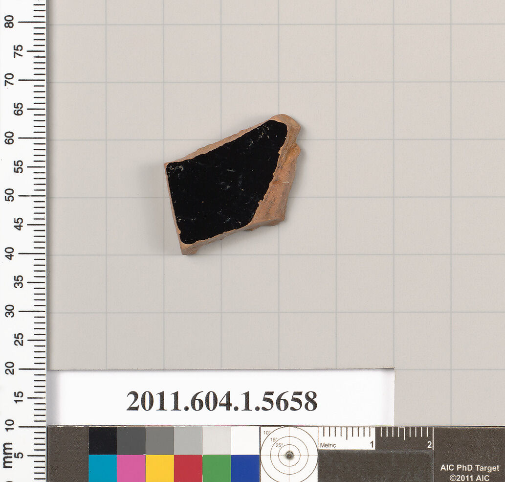 Terracotta fragment of a kylix (drinking cup), Terracotta, Greek, Attic