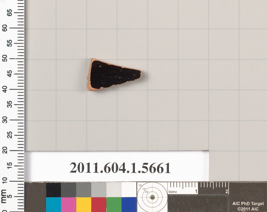 Terracotta fragment of a kylix (drinking cup), Terracotta, Greek, Attic