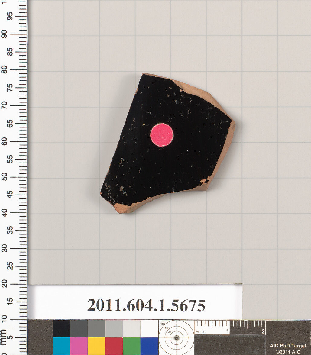 Terracotta fragment of a kylix (drinking cup), Terracotta, Greek, Attic
