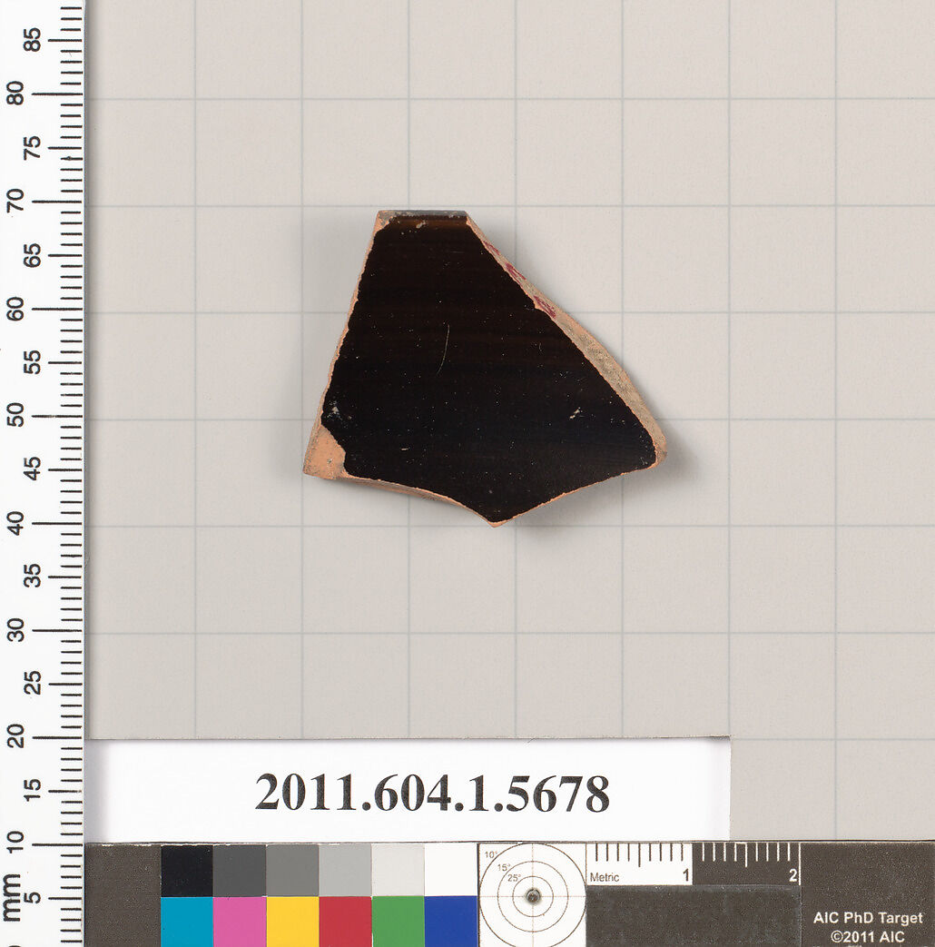 Terracotta rim fragment of a kylix (drinking cup), Terracotta, Greek, Attic