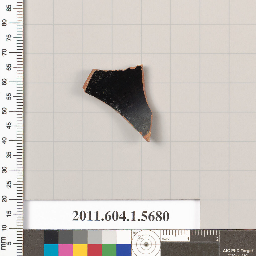 Terracotta fragment of a kylix (drinking cup), Terracotta, Greek, Attic