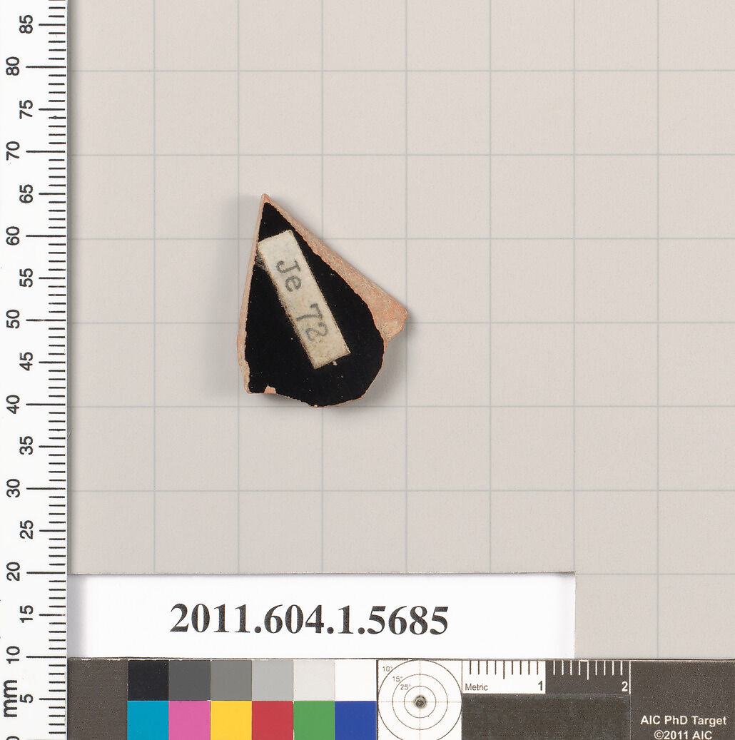 Terracotta fragment of a kylix (drinking cup), Terracotta, Greek, Attic