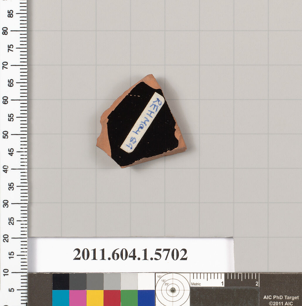 Terracotta fragment of a kylix (drinking cup), Terracotta, Greek, Attic