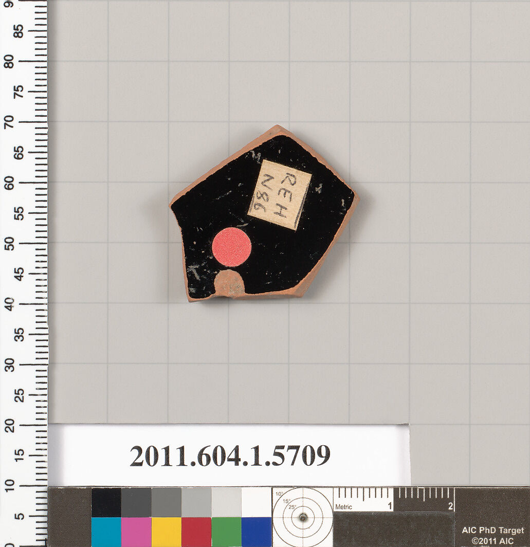 Terracotta fragment of a kylix (drinking cup), Terracotta, Greek, Attic