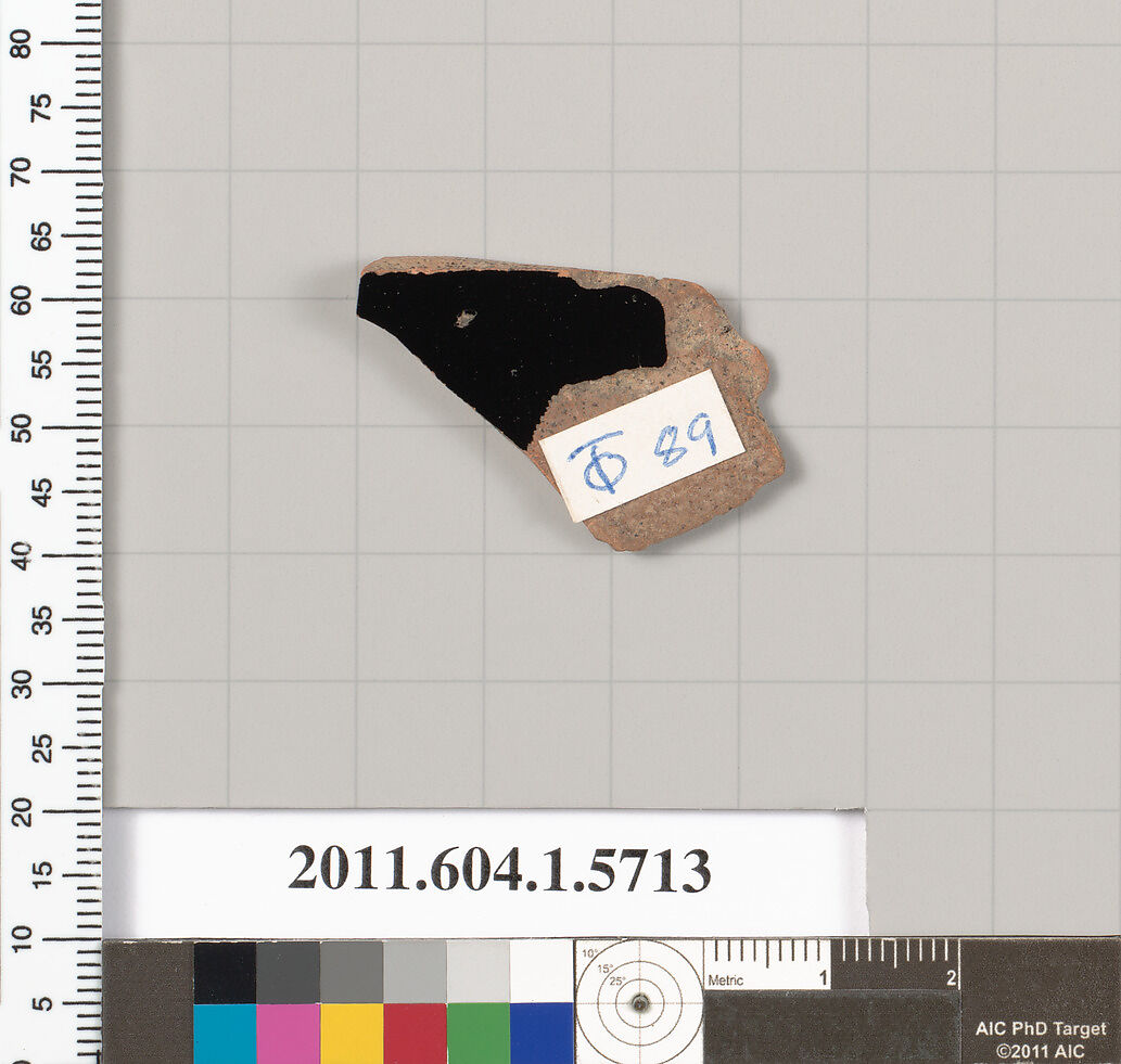 Terracotta fragment of a kylix (drinking cup), Terracotta, Greek, Attic