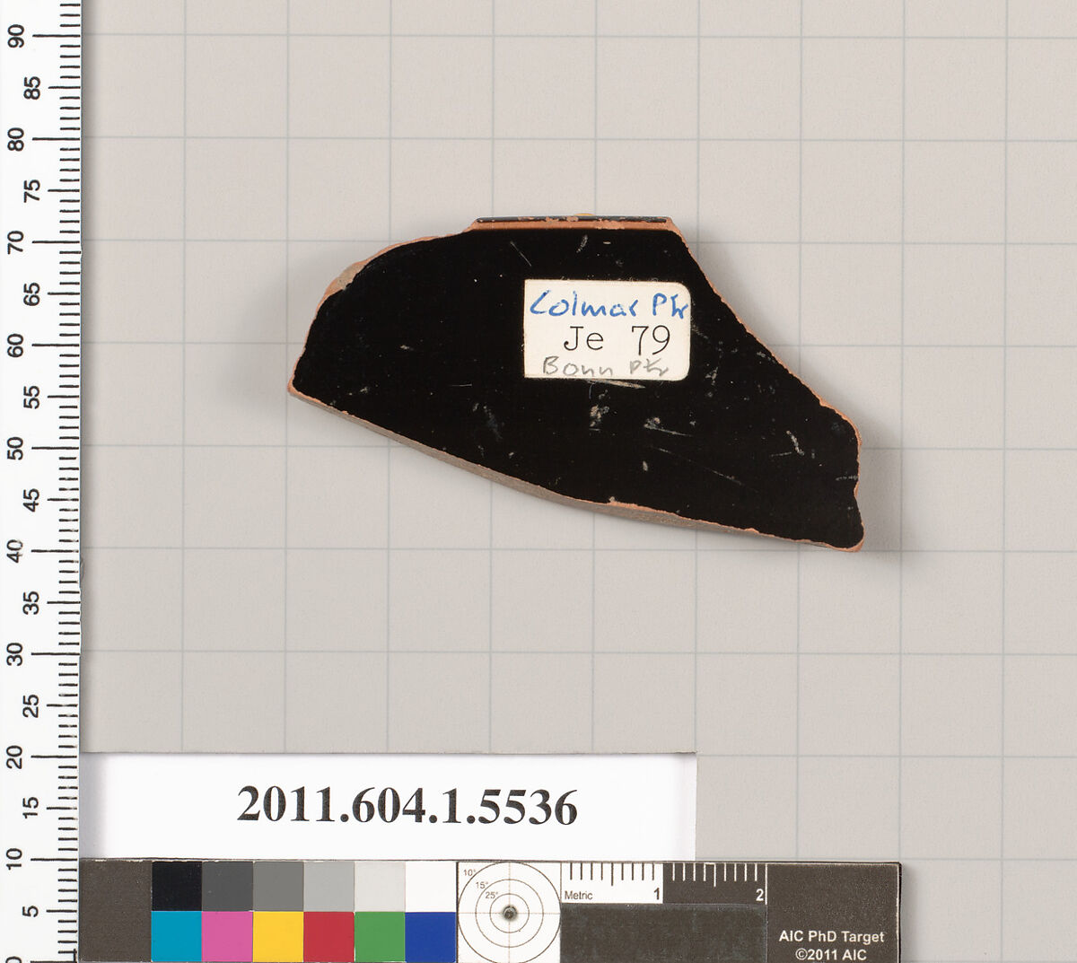 Terracotta rim fragment of a kylix (drinking cup), Attributed to the Bonn Painter [DvB], Terracotta, Greek, Attic