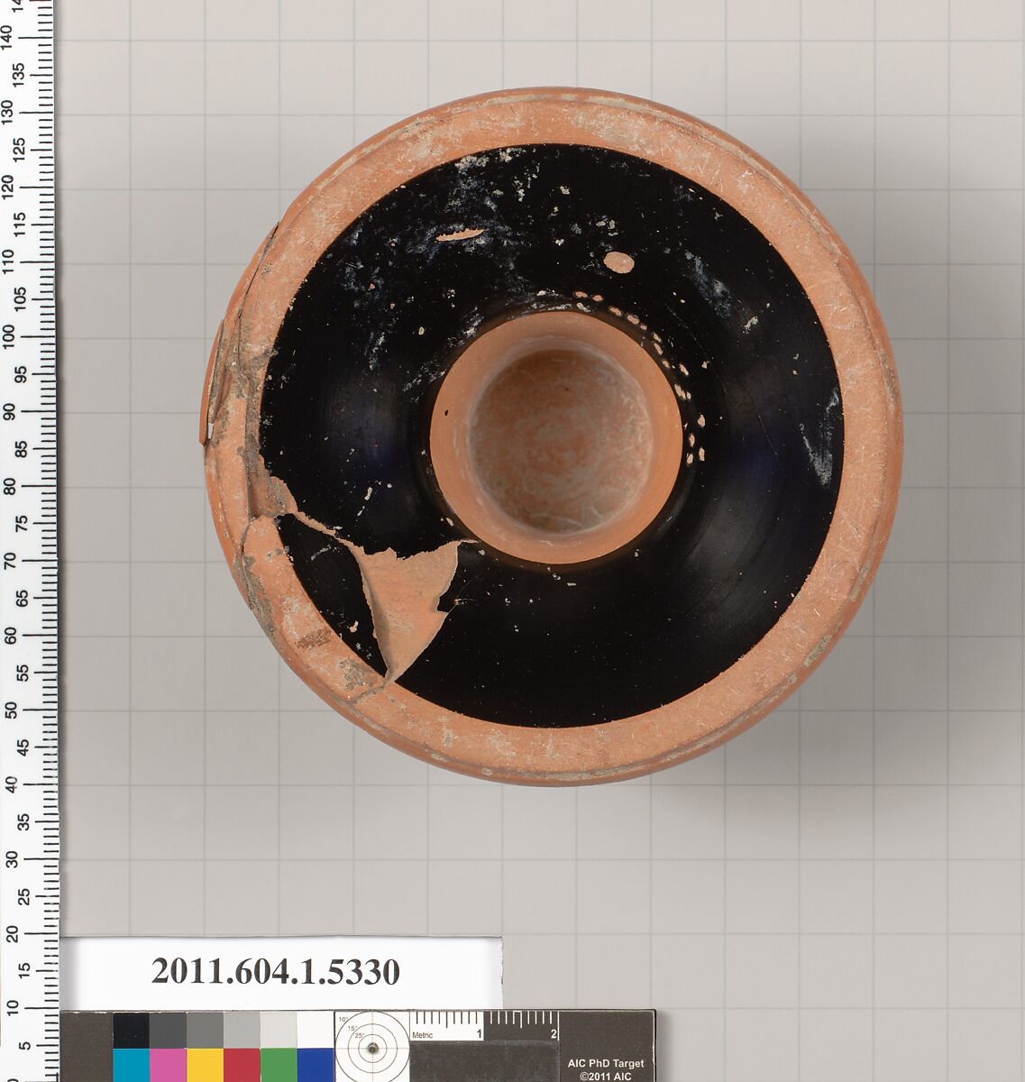Terracotta fragment of a kylix (drinking cup), Attributed to Skythes ? [DvB], Terracotta, Greek, Attic
