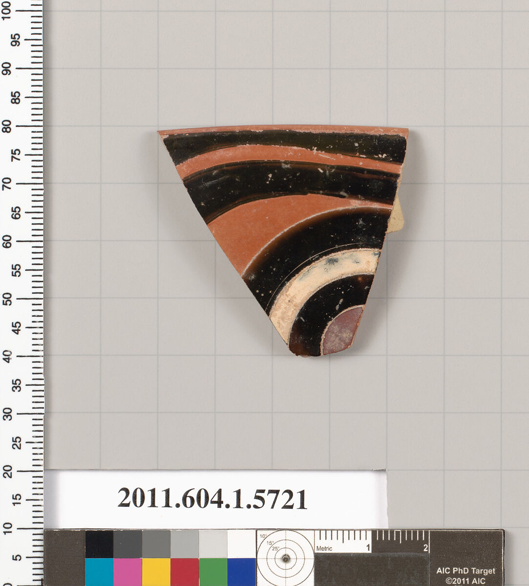 Terracotta rim fragment of a kylix: eye-cup  (drinking cup), Attributed to Oltos [DvB], Terracotta, Greek, Attic 