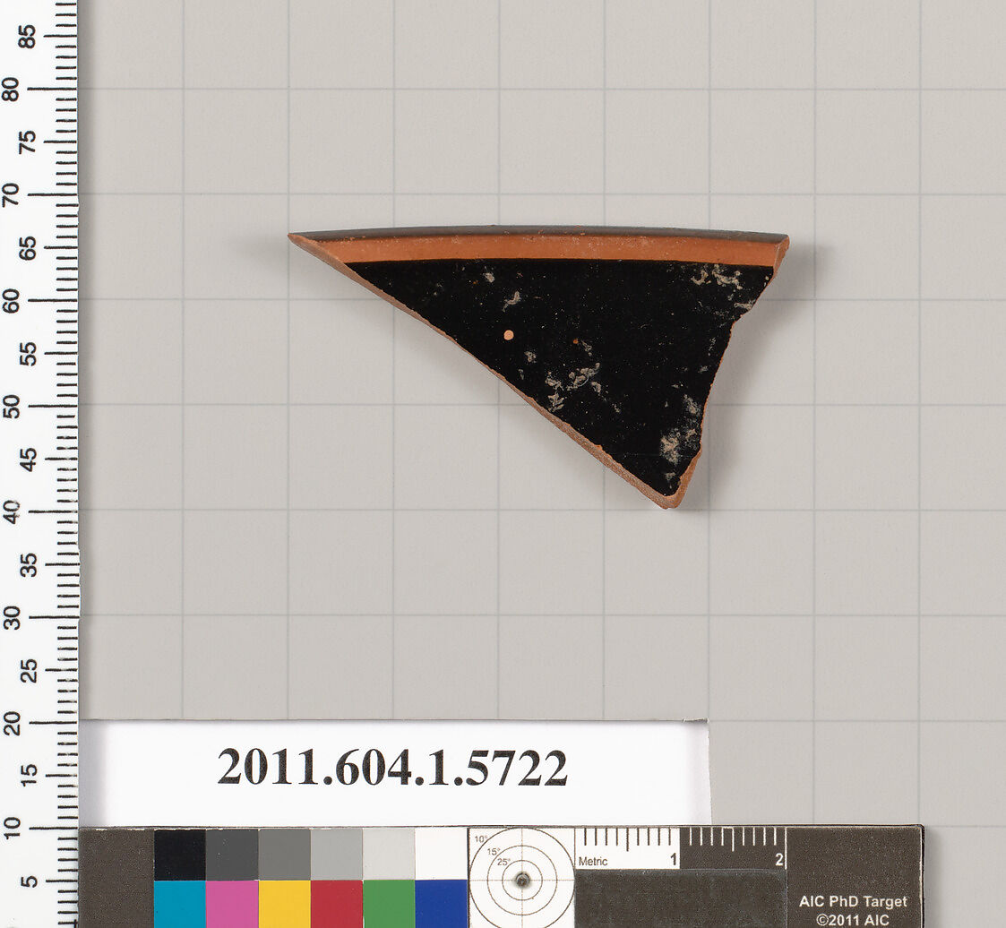 Terracotta rim fragment of a kylix: eye-cup  (drinking cup), Terracotta, Greek, Attic