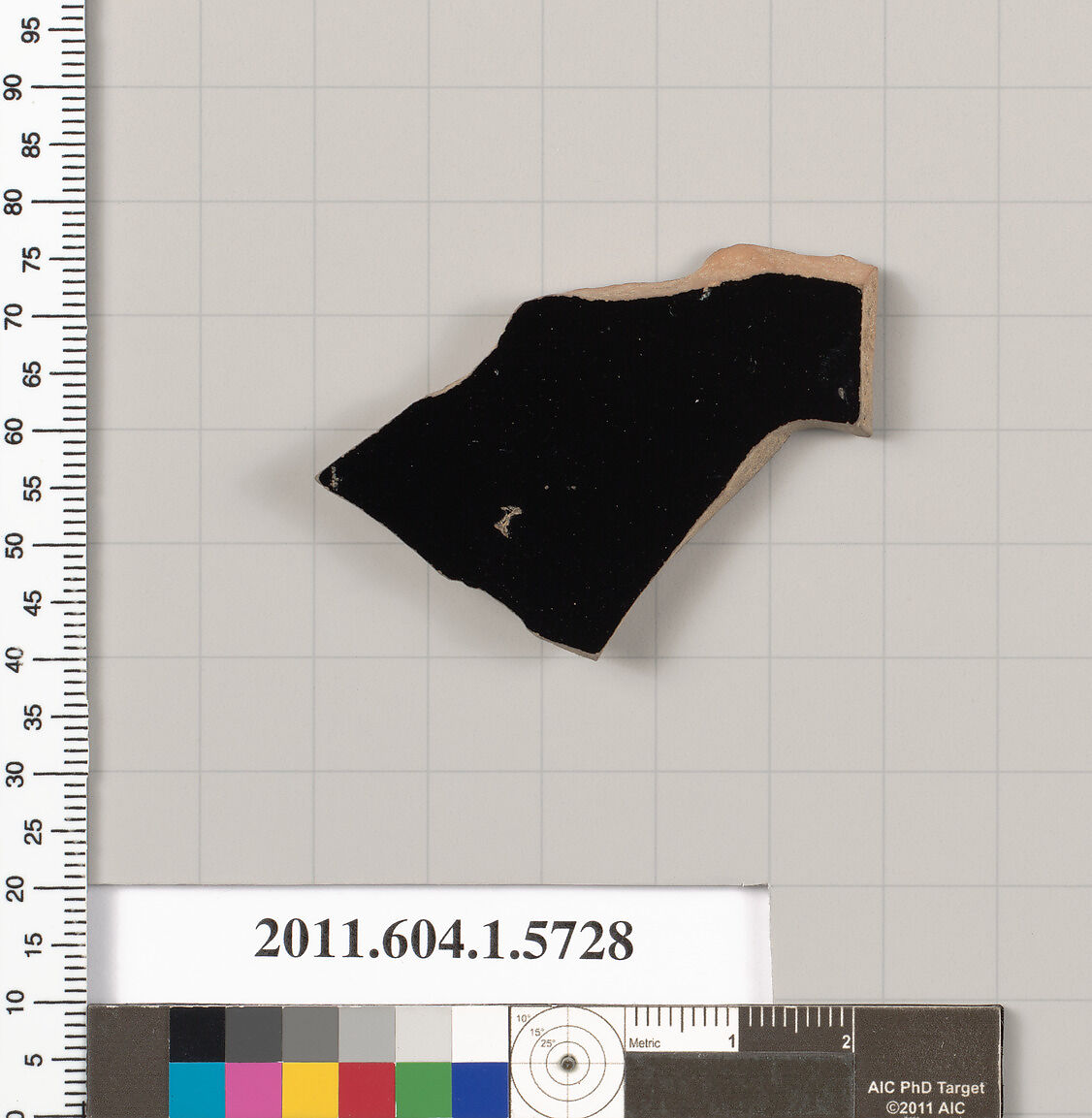 Terracotta fragment of a kylix: eye-cup  (drinking cup), Terracotta, Greek, Attic
