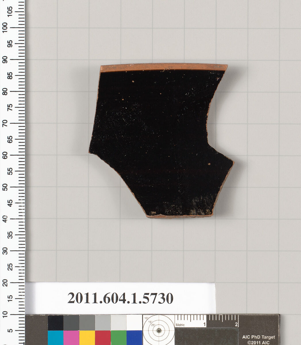 Terracotta rim fragment of a kylix: eye-cup  (drinking cup), Terracotta, Greek, Attic