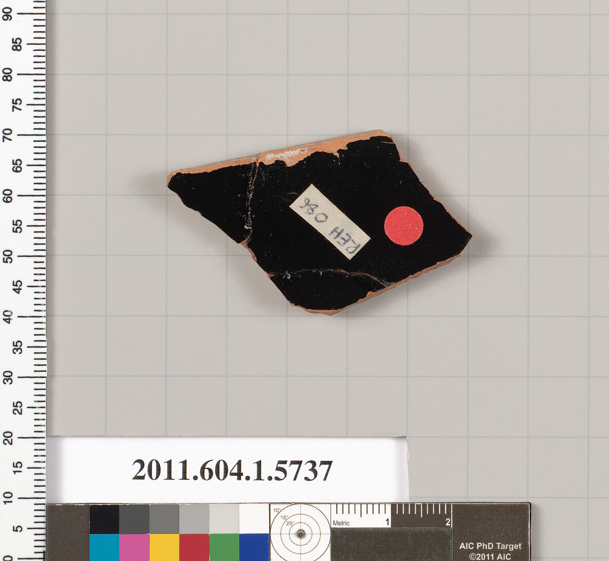 Terracotta fragment of a kylix: eye-cup  (drinking cup), Terracotta, Greek, Attic