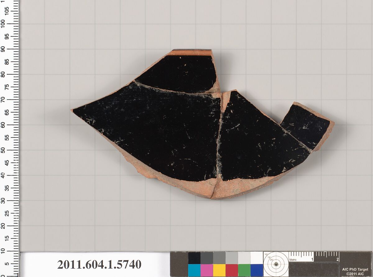 Terracotta rim fragment of a kylix: eye-cup  (drinking cup), Terracotta, Greek, Attic