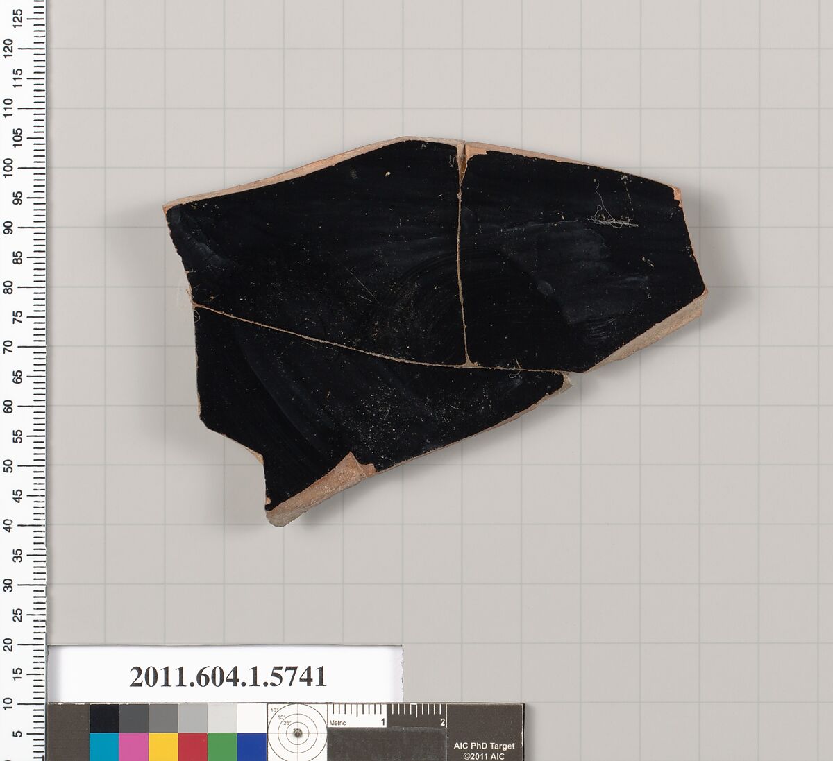 Terracotta fragment of a kylix: eye-cup  (drinking cup), Terracotta, Greek, Attic