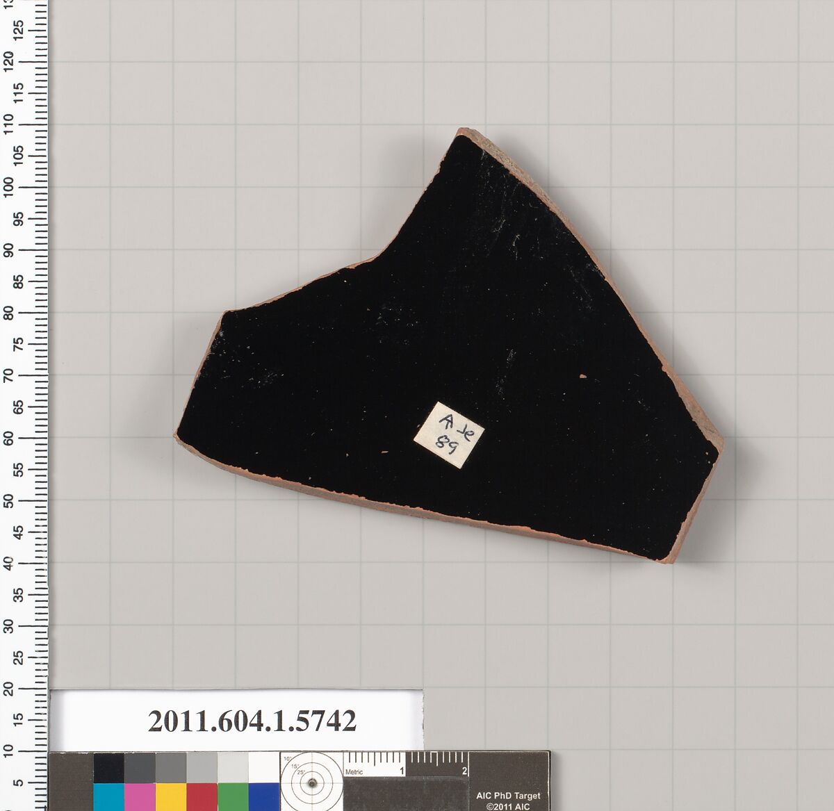 Terracotta fragment of a kylix: eye-cup  (drinking cup), Terracotta, Greek, Attic