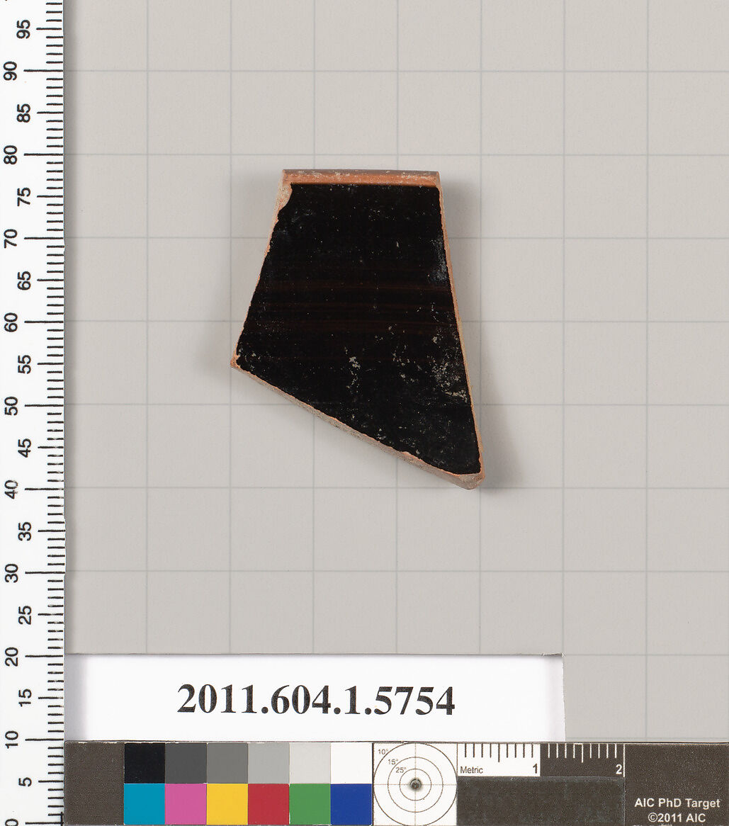 Terracotta rim fragment of a kylix: eye-cup (drinking cup), Terracotta, Greek, Attic