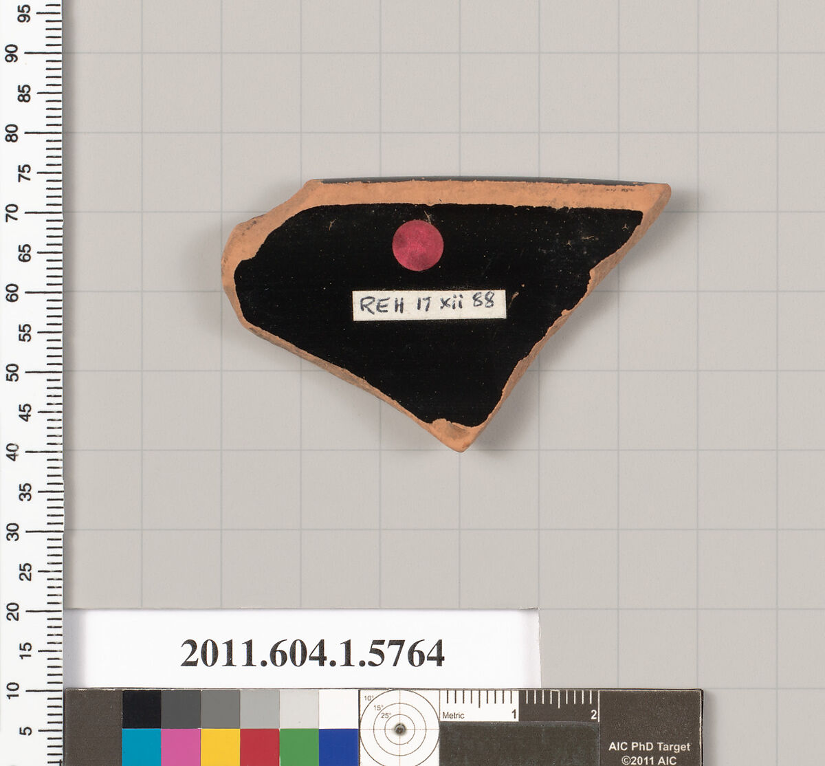 Terracotta rim fragment of a kylix: eye-cup (drinking cup), Terracotta, Greek, Attic