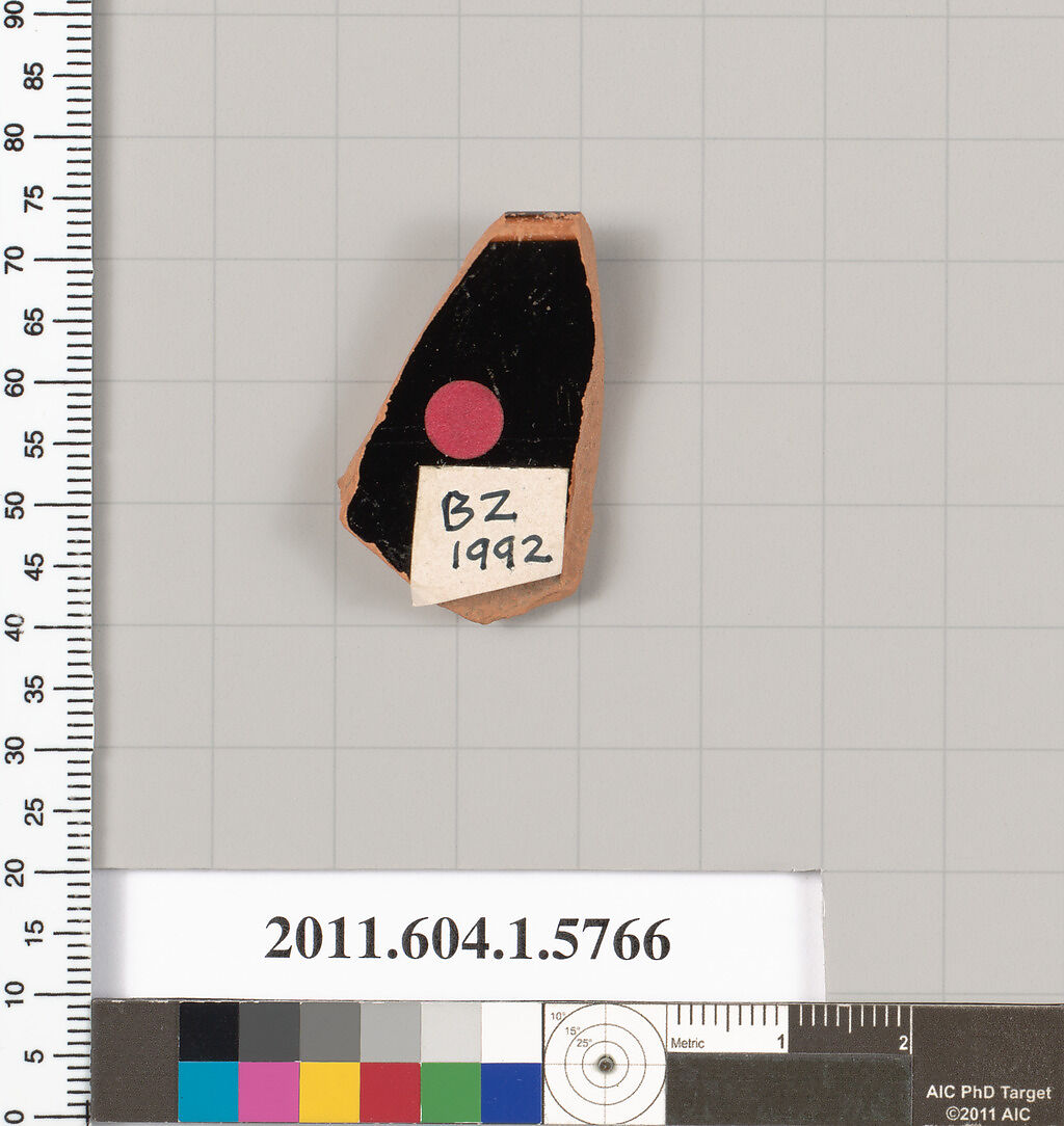Terracotta rim fragment of a kylix: eye-cup (drinking cup), Terracotta, Greek, Attic