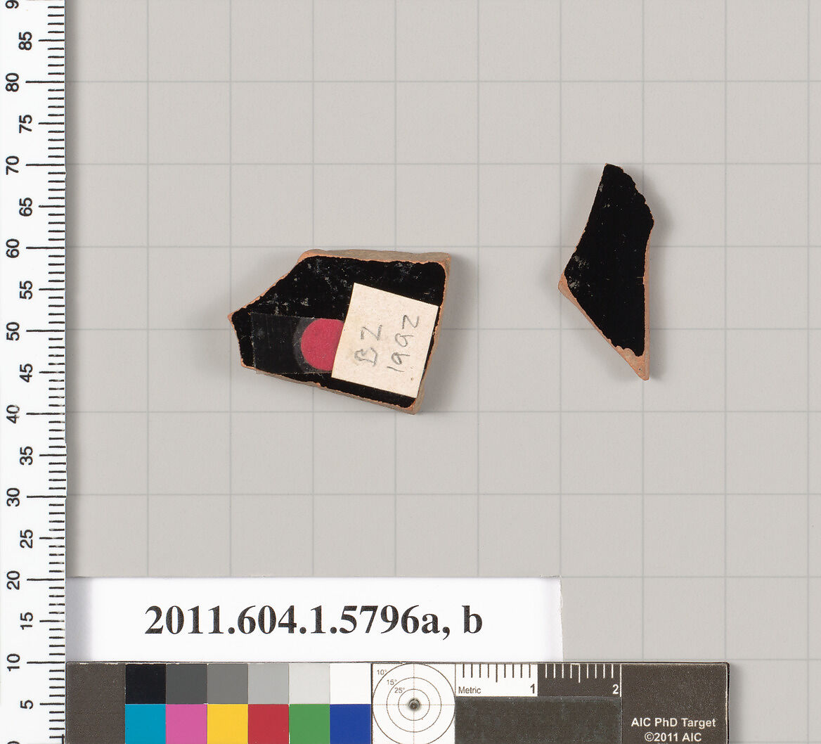 Terracotta fragments of kylikes: eye-cups (drinking cups), Terracotta, Greek, Attic