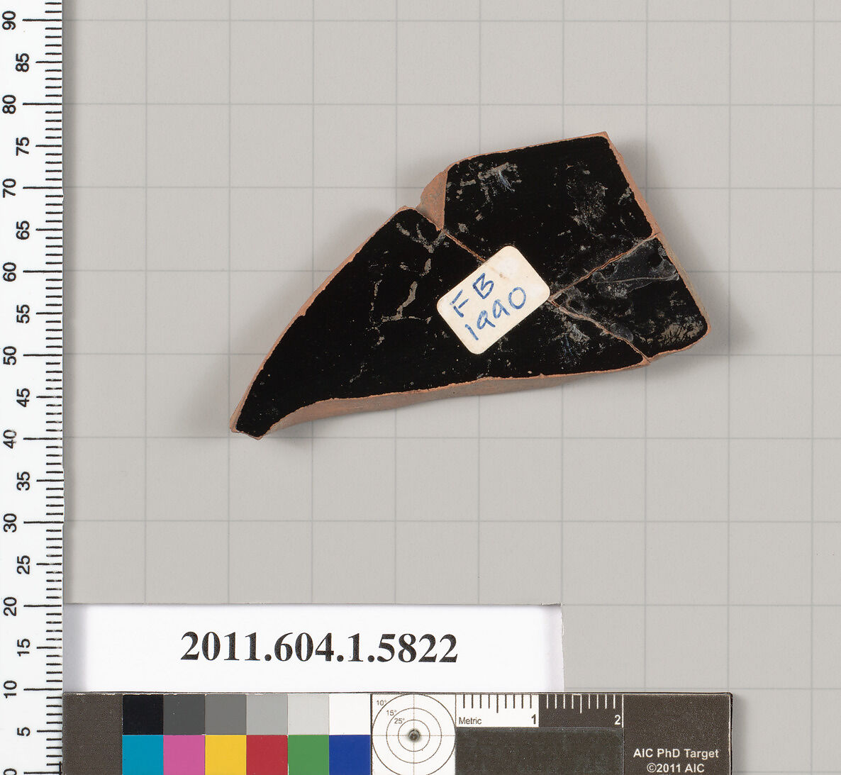 Terracotta fragment of a kylix: eye-cup  (drinking cup), Terracotta, Greek, Attic