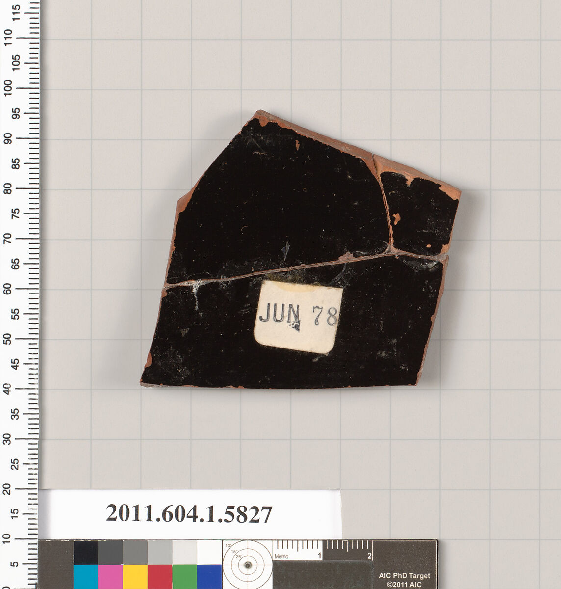 Terracotta fragment of a kylix: eye-cup  (drinking cup), Terracotta, Greek, Attic
