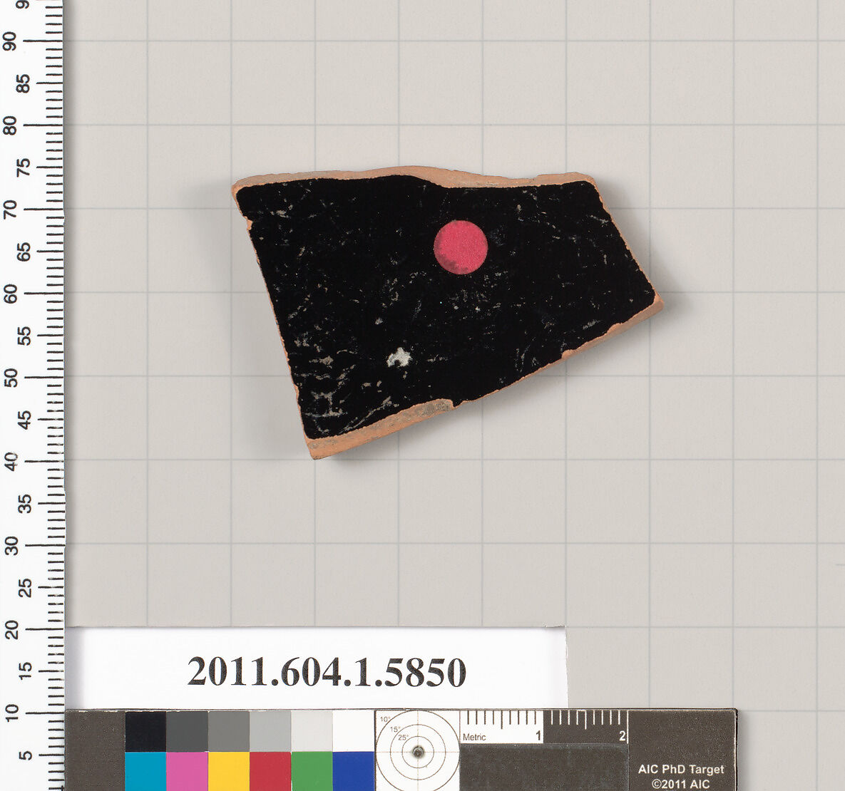 Terracotta fragment of a kylix: eye-cup  (drinking cup), Terracotta, Greek, Attic