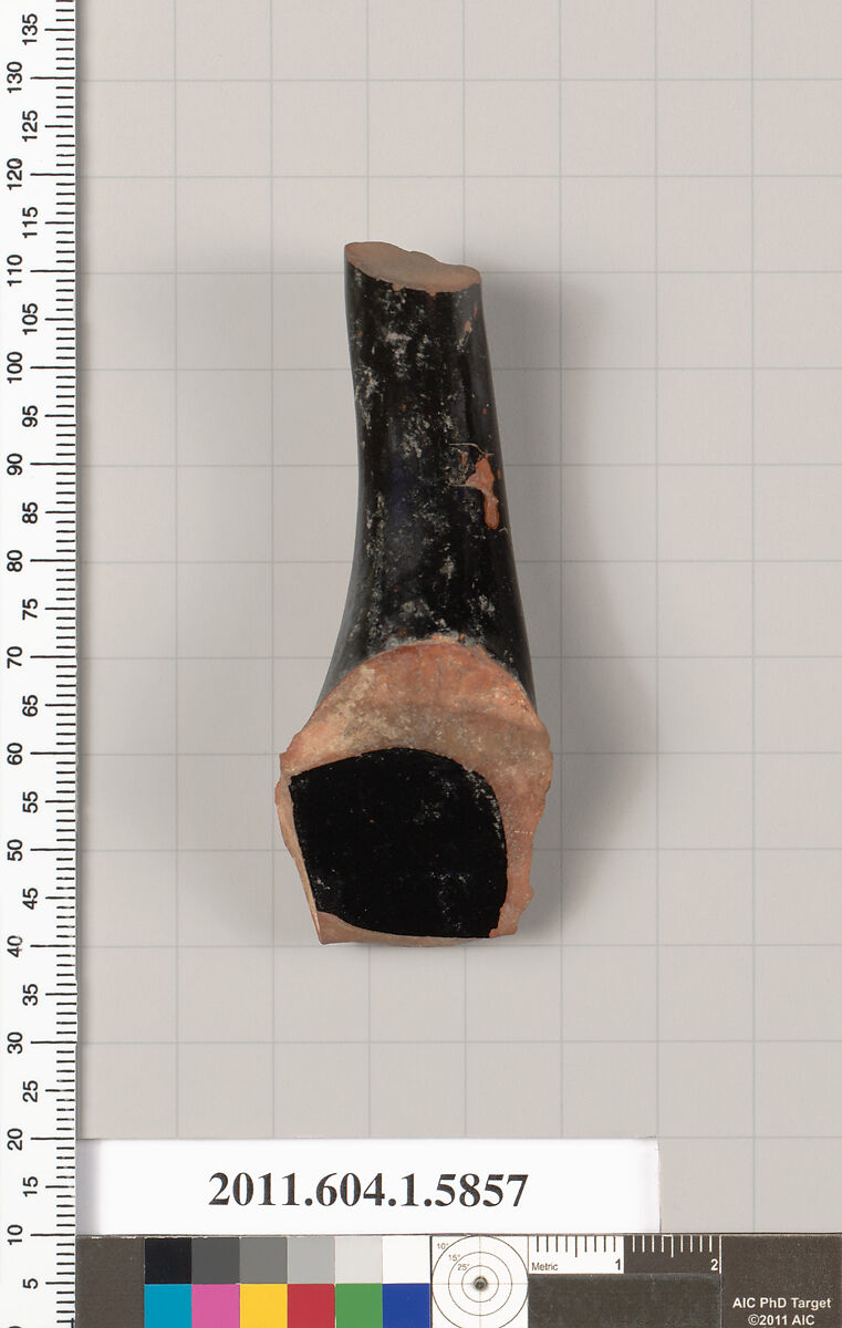 Terracotta fragment of a kylix: eye-cup  (drinking cup), Terracotta, Greek, Attic