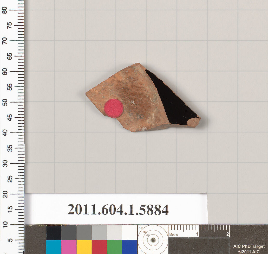 Terracotta fragment of a kylix (drinking cup), Terracotta, Greek, Attic